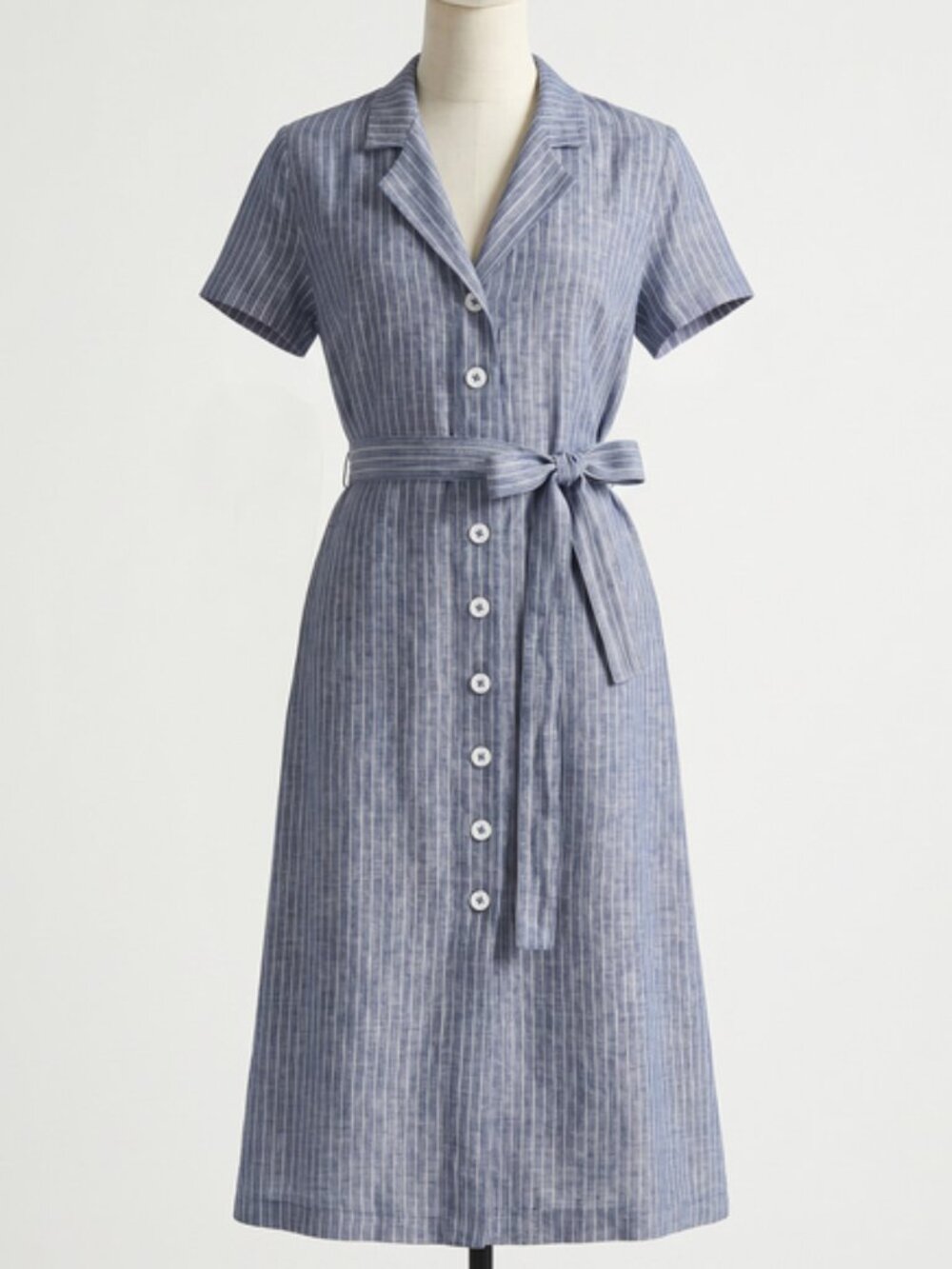 100% European Linen Button Front Dress